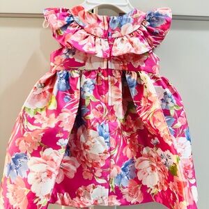 Bonnie Jean Pink Floral Mikado flutter dress